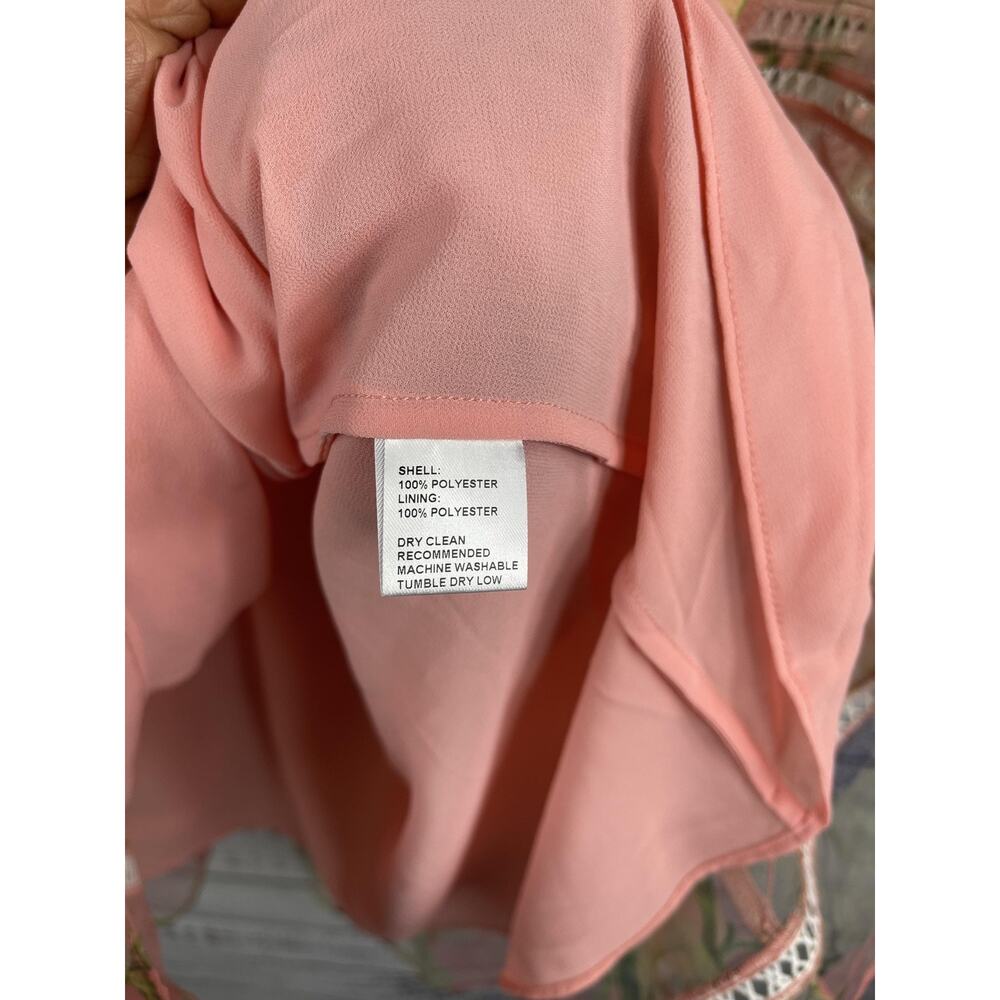 Cynthia Rowley Dress Womens XS Pink Floral Sheer Chiffon Ruffle Boho Long Sleeve - Picture 5 of 9